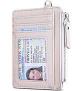 Teskyer Slim Minimalist Wallet, RFID Blocking Credit Card Holder Leather Wallet with Zipper Pocke...