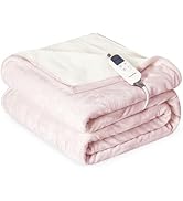 Cozorbt Heat Blanket 50”x60” Throw,Soft Flannel &amp; Sherpa Reversible Electric Blanket with 10 Heat...