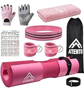 ATENTO 6 Pcs Barbell Pad Set with Weight Lifting Belt, Thick Cushion Hip Thrust Pad for Bench Pre...