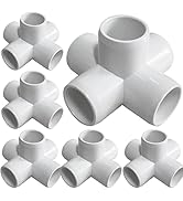 6Pack 1 1/4” PVC Fittings, 5Way Elbow PVC Fittings for Heavy Duty Furniture, SCH 40 5-Way Side Ou...