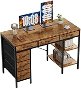 Sweetcrispy 47" Computer Desk with 6 Drawers, Home Office Gaming Desks with Storage Shelves for B...