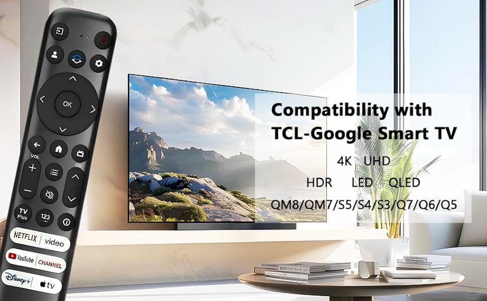 Replacement Remote Control for TCL-Google-Smart TV