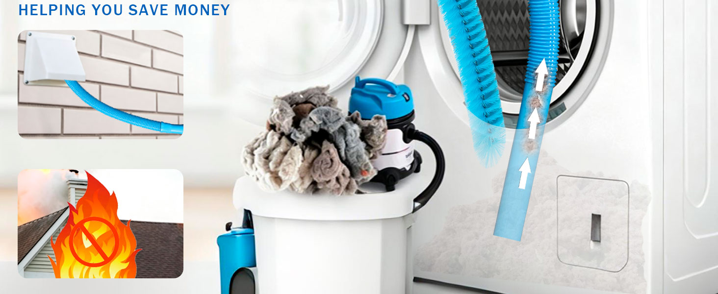 Dryer Vent Cleaner Kit - Compatible Universal Vacuum Attachment Hose with Most Vacuum Cleaner