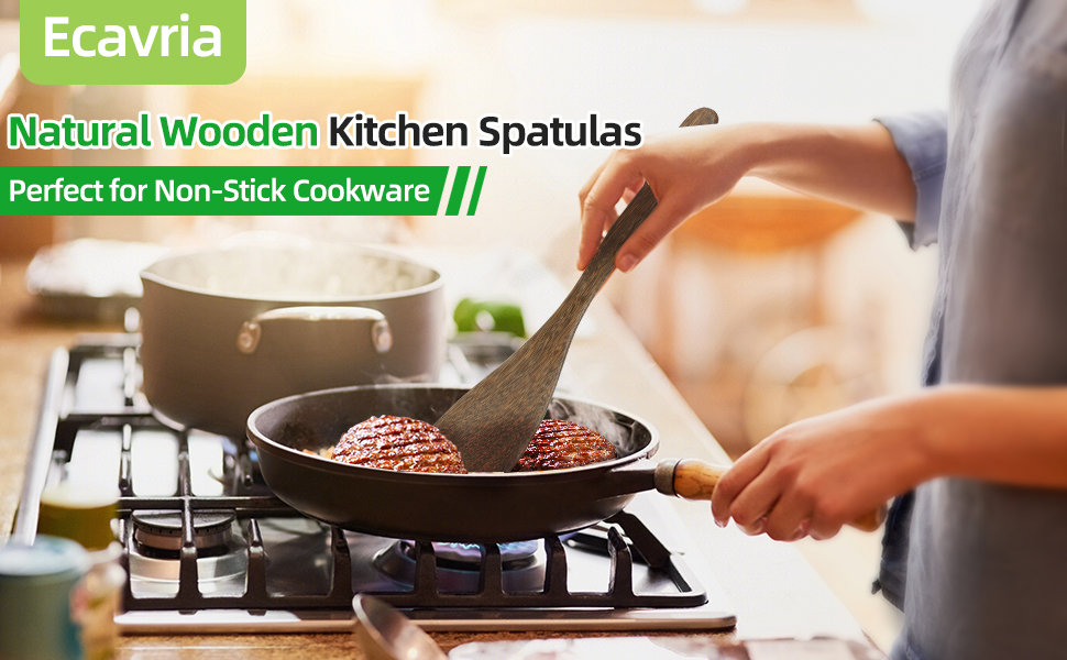 Ecavria 2PCS Wooden Spatulas
