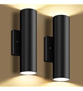 Outdoor Wall Lights, 12W 2700K Integrated LED Cylinder Up Down Lights, 1200LM Super Bright Waterp...