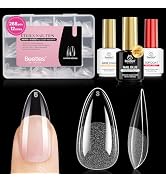 Beetles Gel Nail Kit Etch-X, Medium Almond, 288pcs 12 Sizes Nail tips, 3Pcs 15ml HEMA-Free Nail G...