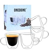 ONEDONE Small Espresso Cups Set of 4, Double Walled Glass Espresso Shots Cup 2.8 OZ Thermo Insula...