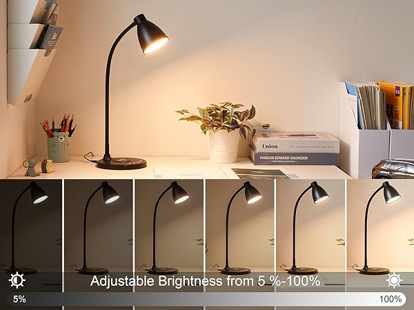 Desk Lamp for Home Office LED Desk Light USB Charging Ports Bedside Table Lamp for College Dorm Room
