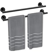 Luxbaro 2 Pack Matte Black Towel Bar 24 Inch, Thicken Towel Rack for Bathroom Wall, SUS304 Stainl...