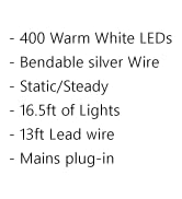 QBIS 400 LED Cluster Lights Christmas Warm White Fairy Lights Plug in, 16.5ft Fairy Lights for Be...