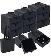PH PandaHall 15PCS Cardboard Drawer Jewelry Boxes 3.7x3.7x1.5inch Square Drawer Type Gift Box Bla...