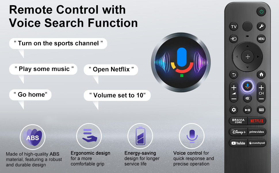for Sony-TV-Remote-Control, Replacement for Sony Bravia TV Remote for Smart TVs with Voice Function