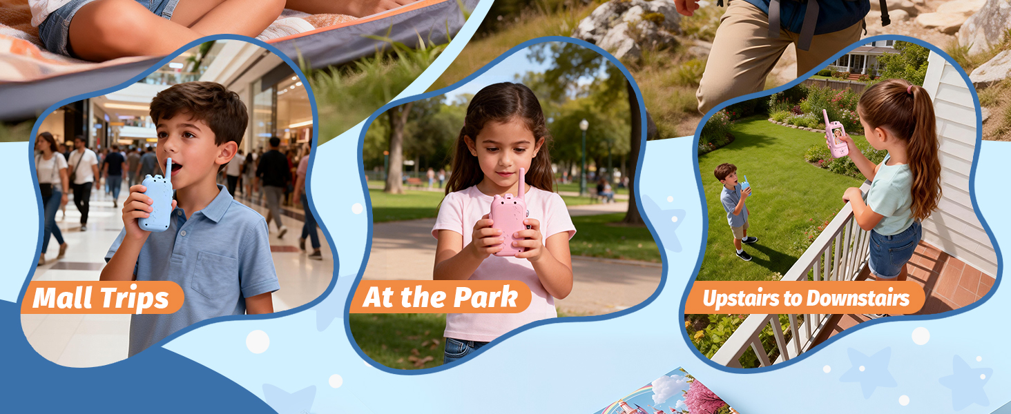 USB-C rechargeable kids walkie talkies with noise reduction clear audio volume control