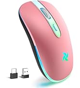HZD Wireless Mouse, Rechargeable Mouse, 2.4G Portable Slim Silent Mouse with USB Receiver and Typ...