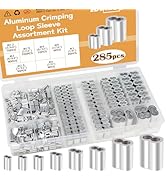 zDwfDc 285PCS 8 Sizes Aluminum Crimping Loop Sleeve Cable Crimps, 3/64'' 1/16'' 5/64'' 3/32'' 1/8...