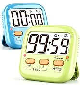 Azosowo 2 Pack Digital Timer for Kids Teacher Classroom Kitchen Office | W/ AAA Battery, Out of t...