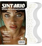 Golden Glitter Freckles Face Tattoo, Makeup Patch - Freckle Makeup, Faux Freckles Waterproof Temp...