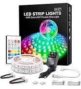 RGB LED Strip Lights 65.6ft,4096 DIY Colors Rope Lights with Memory Function,Self-Adhesive Color ...