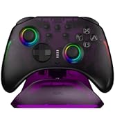 ASRVA Wireless Pro Controller for Switch 2, Hall Effect Joystick, 9-Axis Motion, Transparent Purp...