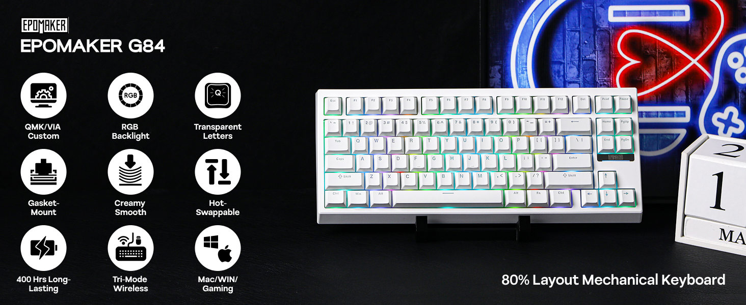 EPOMAKER G84 80% Gasket Mechanical Keyboard