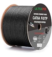 Ultra PoE Cat 6A Direct Burial Bulk Ethernet Cable (CMR), Shielded F/UTP, 1000ft, Black, Waterpro...