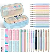 Taja 39 PCS Aesthetic Stationery Set with Pencil Case, 6 Gel Pens, 12 Pastel Highlighters, 5#2 Pe...