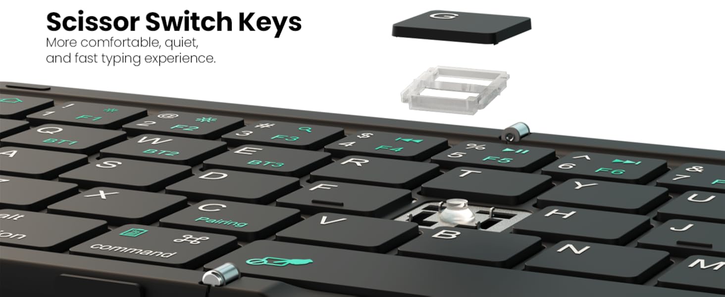 Scissor Switch Keys, more comfortable, quiet,and fast typing experience.