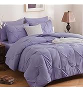 DOWNCOOL 7 Pieces Bed in A Bag Queen, Pinch Pleat Be...