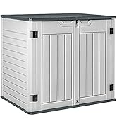 Devoko Resin Outdoor Storage Shed 34 Cu Ft Horizontal Outdoor Storage Cabinet Waterproof Patio To...