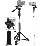Camera Tripod 69 Inch, Patented 3-Way Swivel Portable Phone Tripod Professional Aluminum Alloy Tr...