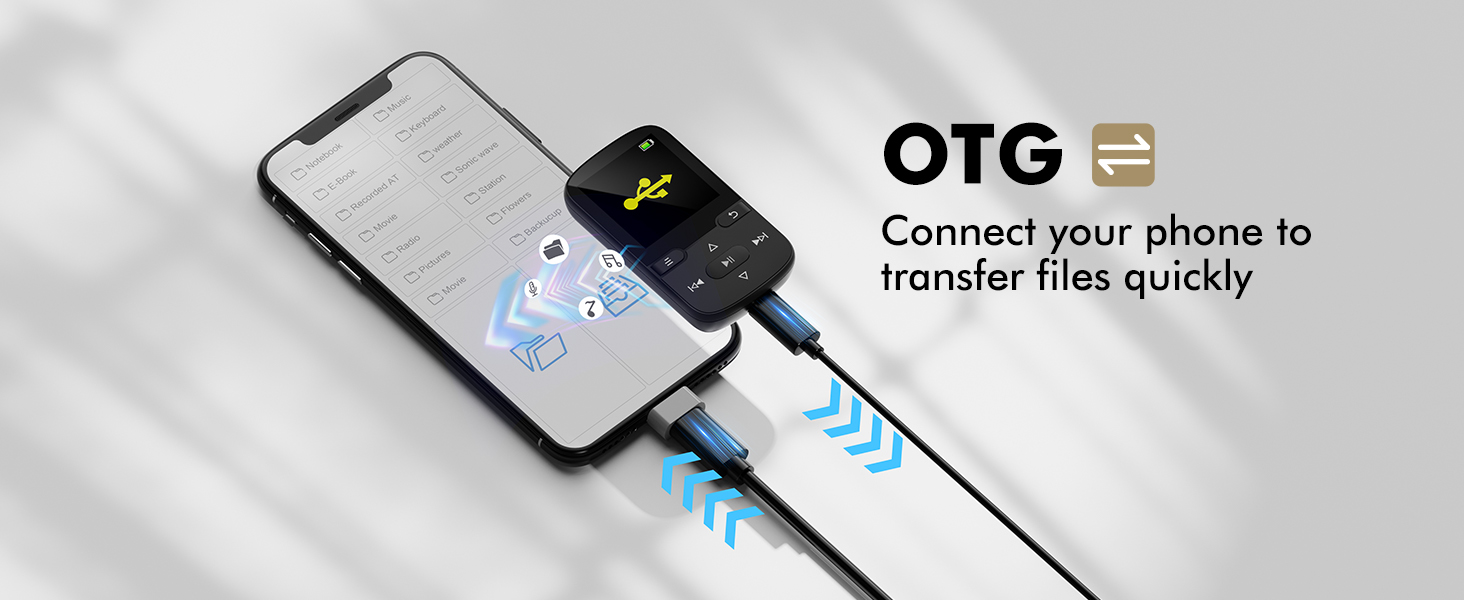 64GB MP3 Player with Bluetooth 5.3 and Clip, Portable HiFi Sports Music Player for Kids (28g)