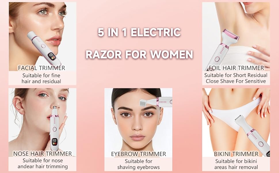 Electric Razor Shavers for Women 5 in 1 Electric Shaver for Women