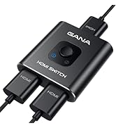 HDMI Switch 4k@60hz Splitter, GANA Aluminum Bidirectional HDMI Switcher 2 in 1 Out, Manual HDMI H...