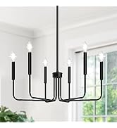 Black Chandelier, 6-Light Farmhouse Chandelier for Dining Room Lighting Fixtures Hanging, Dining ...