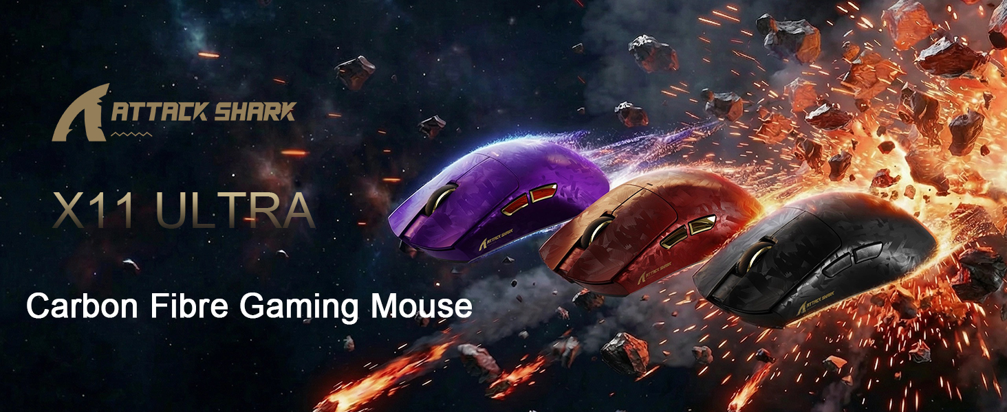 ATTACK SHARK X11Ultra 8K Carbon Fiber Wireless Gaming Mouse with 42000 DPI