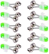 10 PCS Silver Fishing Rod Bells Double Bell 1.89 Inch Green Galvanized Fish Bite Alarm Portable R...
