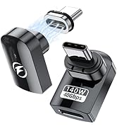 DuHeSin USB C Magnetic Adapter, (2 Pack) Right Angle Magnetic USB C Adapter 24 Pins with PD 140w ...