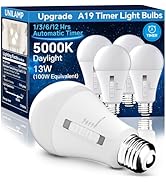 UNILAMP Timer LED Light Bulbs (4-Pack), 2 Mode: Auto On/Off (1H/3H/6H/12H) or General E26 A19 Lig...