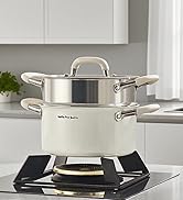 Ceramic Stainless Steel(304)Saucepan with Steamer,Soup pot with Glass Lids,Sauce Pot with Triply ...