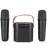 Mini Karaoke Machine, Handheld Portable Bluetooth Speaker with 2 Wireless Microphone and RGB Pick...