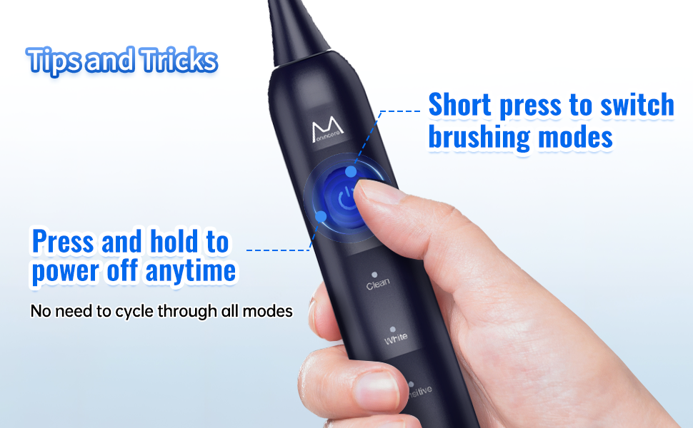 The on/off button is also the mode switching button