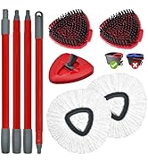 Spin Mop Handle,Mop Replace Heads,Brush and Base Compatible with O Cedar EasyWring 1 Tank,2 Micro...