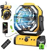 Portable Camping Fan Rechargeable 20000mAh Battery Operated Oscillating Fan USB C Battery Powered...