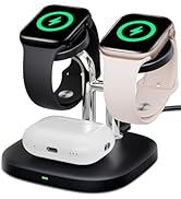 Dual Watch Charger with Fast Charging for Apple Watch, SwanScout 704A, 3-in-1 Wireless Charging S...