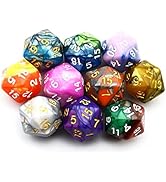 SmartDealsPro 10-Pack 20 Sided Dice D20 Polyhedral Dice for DND RPG MTG Table Game (Color 2)