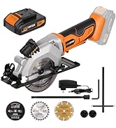 Extbtfor Circular Saw,4-1/2" Mini Circular Saw Cordless with 2.0A Battery, Power Saw with Laser G...