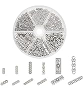 Pandahall 160pcs 6 Styles Rectangle Spacer Bar Beads Tibetan Antique Silver 3 4 6 Hole Multi Stra...