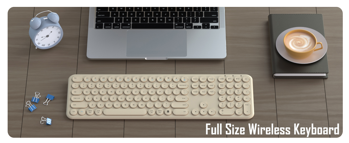 Quiet Bluetooth Keyboard - Multi-Device Aesthetic Wireless Keyboard