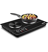 CUSIMAX Hot Plate, 1800W Electric Burner Double Hot Plate for Cooking Countertop Burner with Adju...