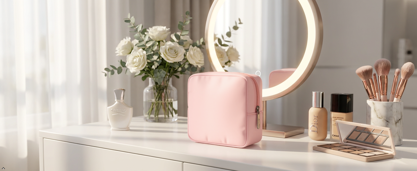 pink makeup bag